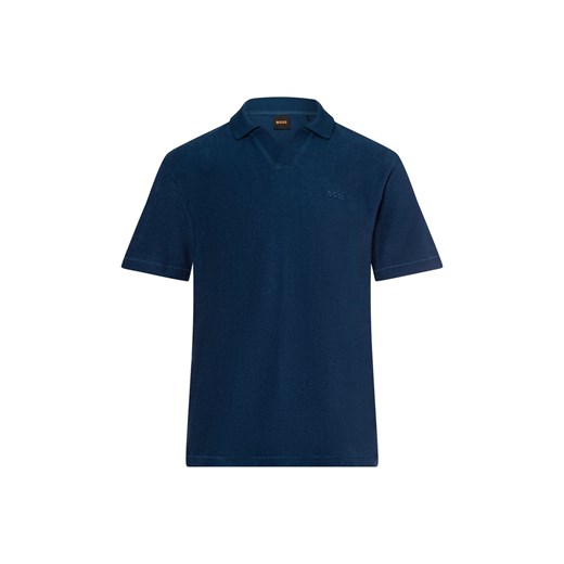 BOSS Orange Męska koszulka polo - Pe_doubletowel Mężczyźni Bawełna granatowy jednolity ze sklepu vangraaf w kategorii T-shirty męskie - zdjęcie 179827960