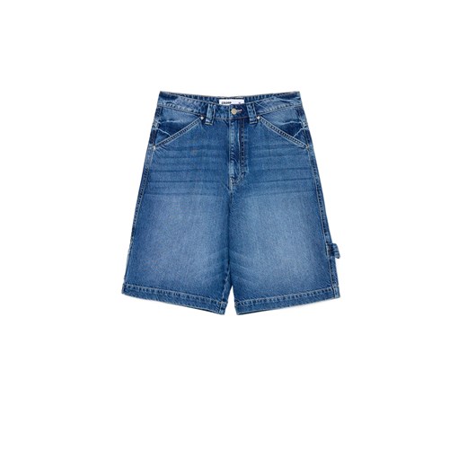 Cropp - Jeansowe szorty jorts z szeroką szlufką - niebieski ze sklepu Cropp w kategorii Szorty - zdjęcie 179828131