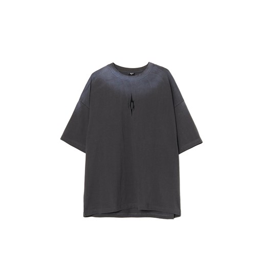 Cropp - Szara koszulka z nadrukiem i efektem sprayu - szary Cropp XS Cropp