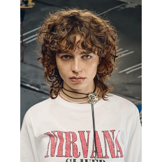 Cropp - Biała koszulka Nirvana - biały Cropp S Cropp