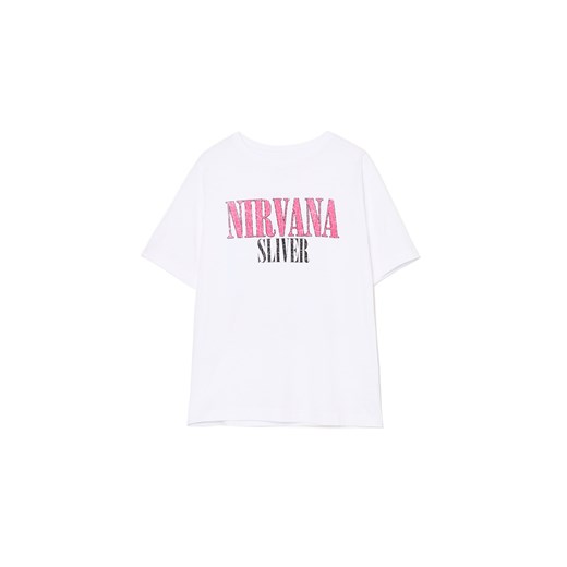 Cropp - Biała koszulka Nirvana - biały Cropp L Cropp