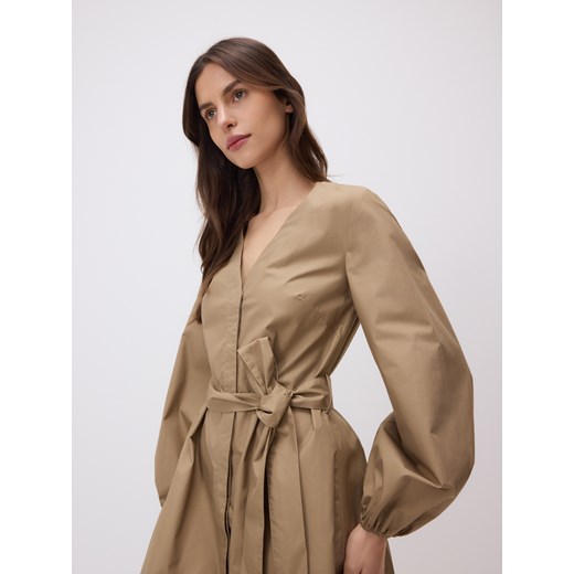 Reserved - Sukienka z dekoltem V - beżowy Reserved S Reserved