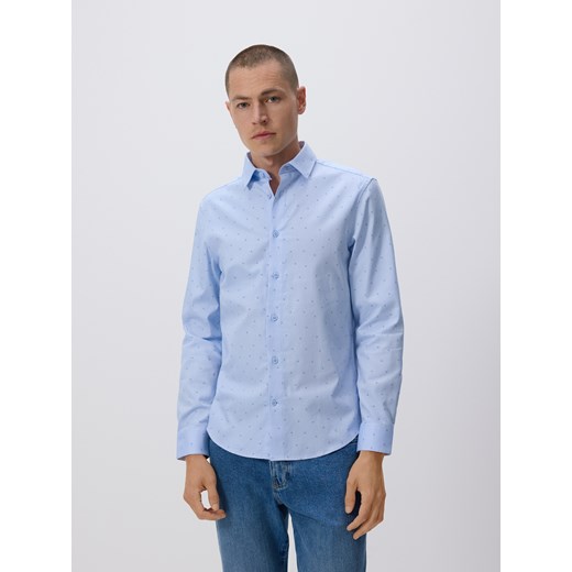 Reserved - Koszula slim fit w drobny wzór - jasnoniebieski ze sklepu Reserved w kategorii Koszule męskie - zdjęcie 179829122