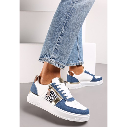 Niebieskie Sneakersy przed Kostkę z Suwakiem i Metaliczną Wstawką Ludovico ze sklepu renee.pl w kategorii Buty sportowe damskie - zdjęcie 179829472