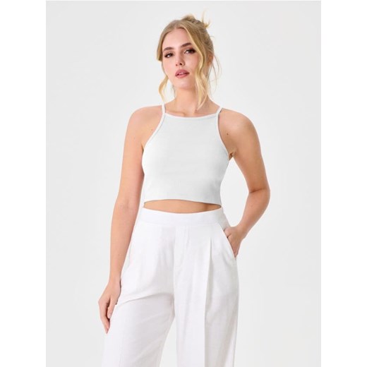 Sinsay - Crop top na ramiączkach - biały ze sklepu Sinsay w kategorii Bluzki damskie - zdjęcie 179829784