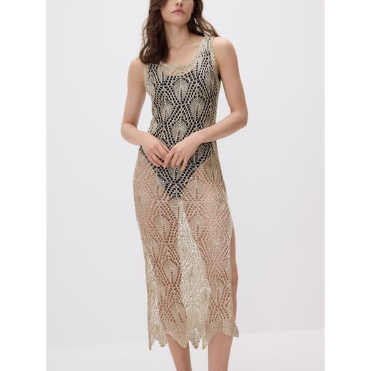 Reserved - Długa narzutka plażowa z cekinami - złoty Reserved L/XL Reserved