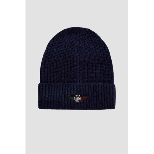 AERONAUTICA MILITARE Granatowa męska czapka Tricolor Eagle Beanie ze sklepu outfit.pl w kategorii Czapki zimowe męskie - zdjęcie 179836273