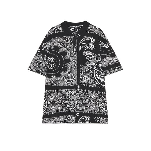 Cropp - Czarna koszulka polo ze wzorem paisley - czarny ze sklepu Cropp w kategorii T-shirty męskie - zdjęcie 179836962