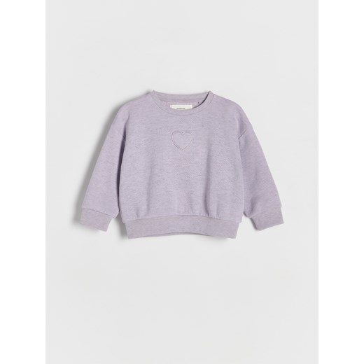 Reserved - Bawełniana bluza z aplikacją - lawendowy ze sklepu Reserved w kategorii Bluzy dziewczęce - zdjęcie 179837172