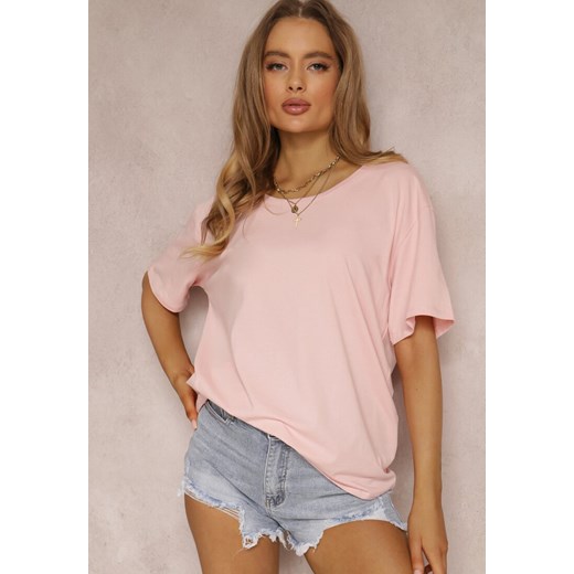 Jasnoróżowy T-shirt Eraela ze sklepu renee.pl w kategorii Bluzki damskie - zdjęcie 179838214