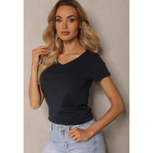Granatowy T-shirt Mirasura ze sklepu renee.pl w kategorii Bluzki damskie - zdjęcie 179838224
