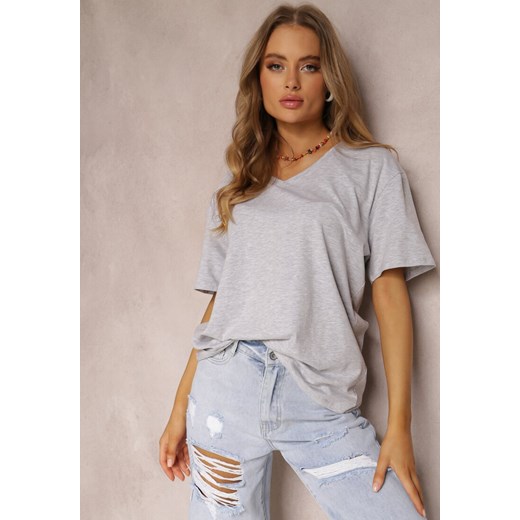 Jasnoszary T-shirt Nikoneus ze sklepu renee.pl w kategorii Bluzki damskie - zdjęcie 179838244