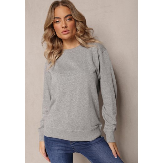 Szara Bawełniana Bluza w Melanż o Oversizowym Fasonie Jeustena ze sklepu renee.pl w kategorii Bluzy damskie - zdjęcie 179838374