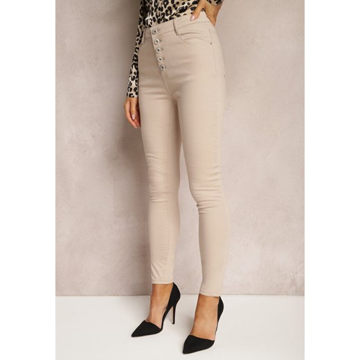 Beżowe Spodnie Skinny Winvienne ze sklepu renee.pl w kategorii Spodnie damskie - zdjęcie 179838963