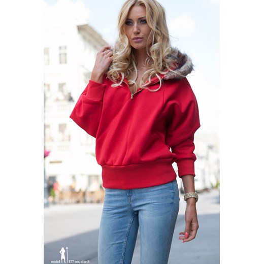 Bluza fasardi-com czerwony Bluzy z kapturem damskie