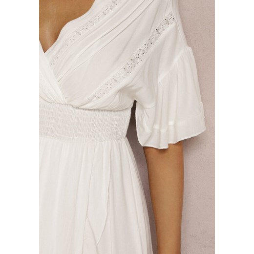 Biała Sukienka z Wiskozy Phaeniore Renee S okazyjna cena renee.pl