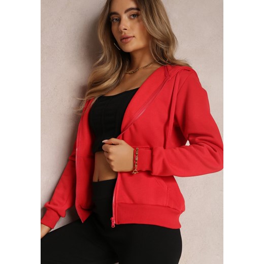 Czerwona Bluza z Kapturem Zapinana na Suwak Edan ze sklepu renee.pl w kategorii Bluzy damskie - zdjęcie 179846522