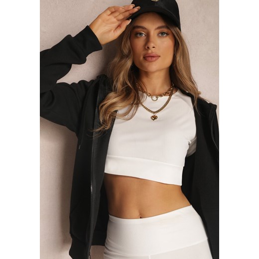 Czarna Bluza z Kapturem Zapinana na Suwak Edan ze sklepu renee.pl w kategorii Bluzy damskie - zdjęcie 179846530