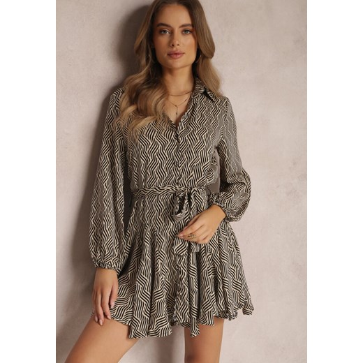 Beżowa Sukienka Koszulowa Lelli Renee M promocja renee.pl