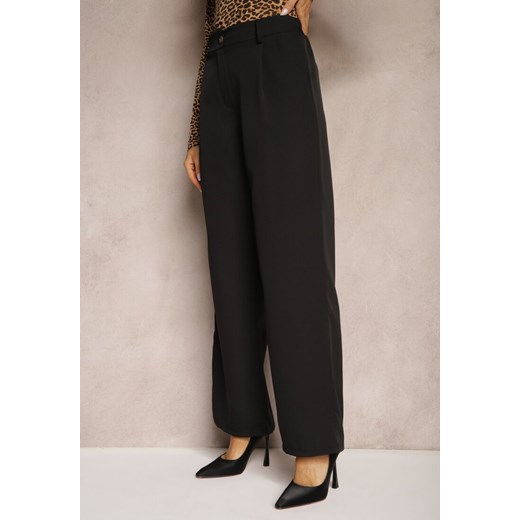 Czarne Spodnie Szerokie High Waist Gaye Renee M okazyjna cena renee.pl