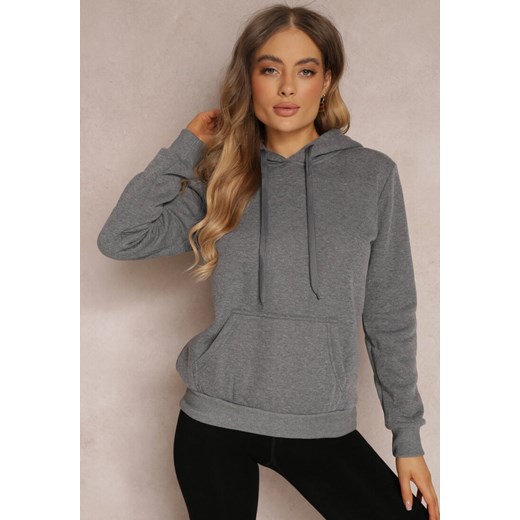 Ciemnoszara Bluza Basic z Kapturem Corbetes ze sklepu renee.pl w kategorii Bluzy damskie - zdjęcie 179851060