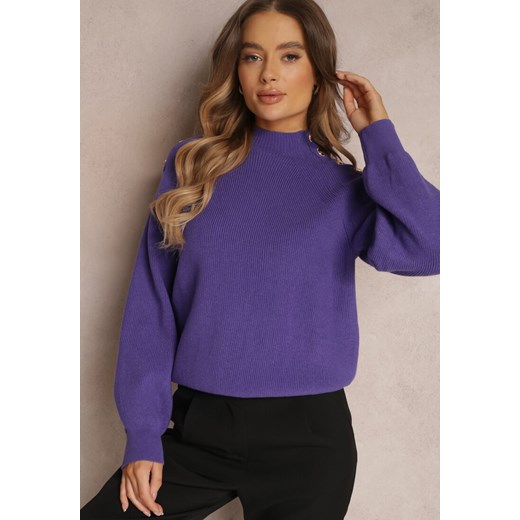 Sweter damski Renee casualowy z okrągłym dekoltem 