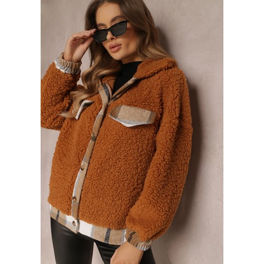 Brązowa Kurtka Futerko Teddy Oversize Bizo ze sklepu renee.pl w kategorii Kurtki damskie - zdjęcie 179851341