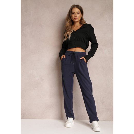 Granatowe Spodnie Dresowe z Gumką w Pasie Imith ze sklepu renee.pl w kategorii Spodnie damskie - zdjęcie 179851952