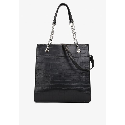 Czarna Torebka na Ramię z Odpinanym Paskiem i Ozdobnymi Rączkami Penley ze sklepu renee.pl w kategorii Torby Shopper bag - zdjęcie 179853804