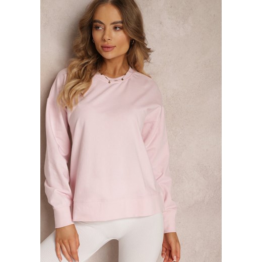 Różowa Bluza z Długim Rękawem i Okrągłym Dekoltem Miyoko ze sklepu renee.pl w kategorii Bluzy damskie - zdjęcie 179854330