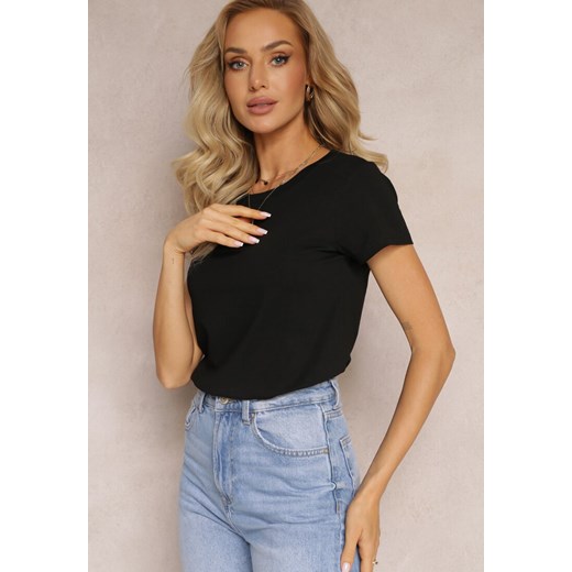 Czarny T-shirt z Linii Basic Apoxis ze sklepu renee.pl w kategorii Bluzki damskie - zdjęcie 179854360