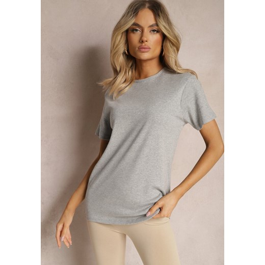 Szara Casualowa Koszulka T-shirt z Bawełny Gittaria Renee 2XL renee.pl okazyjna cena