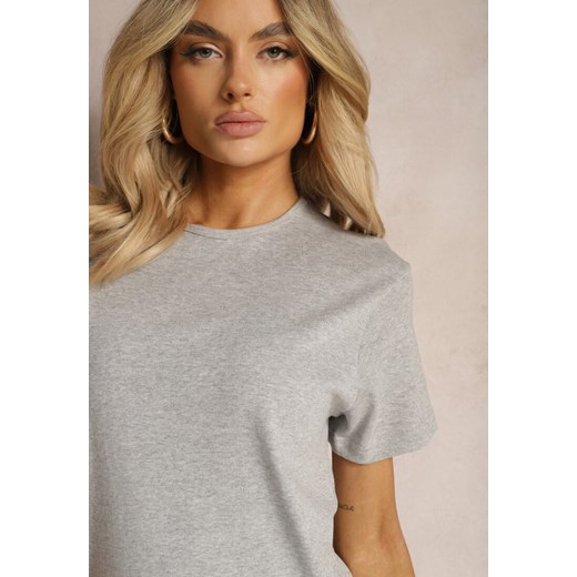 Szara Casualowa Koszulka T-shirt z Bawełny Gittaria Renee 2XL promocja renee.pl