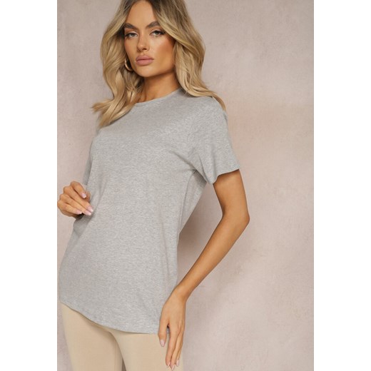 Szara Casualowa Koszulka T-shirt z Bawełny Gittaria ze sklepu renee.pl w kategorii Bluzki damskie - zdjęcie 179855092