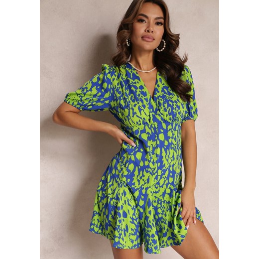 Sukienka Renee mini w serek casual rozkloszowana w kwiaty