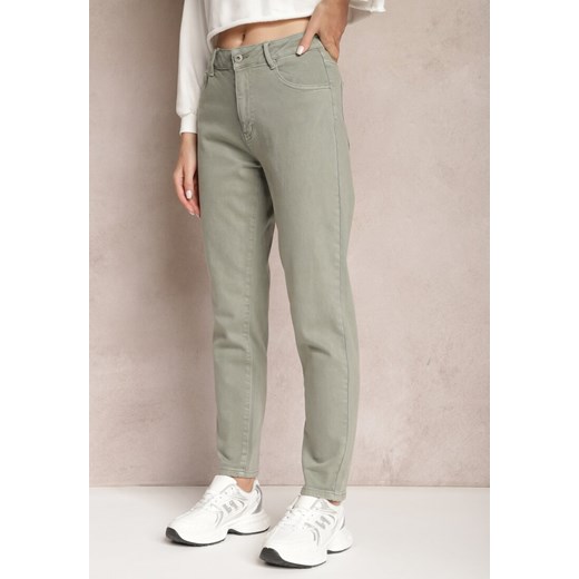 Zielone Jeansy Mom Fit High Waist Kasena ze sklepu renee.pl w kategorii Jeansy damskie - zdjęcie 179856801