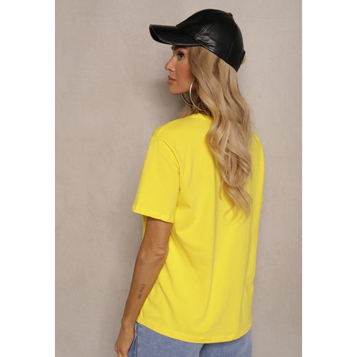Żółty T-shirt z Krótkim Rękawem i Okrągłym Dekoltem Volksa Renee M promocja renee.pl