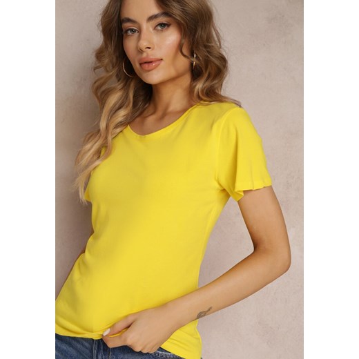 Żółty Bawełniany T-shirt Melinthe ze sklepu renee.pl w kategorii Bluzki damskie - zdjęcie 179858862
