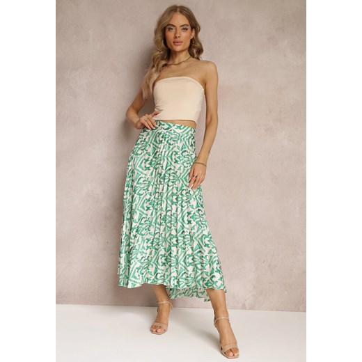 Zielona Plisowana Spódnica Maxi w Fantazyjny Print Maritha ze sklepu renee.pl w kategorii Spódnice - zdjęcie 179861460