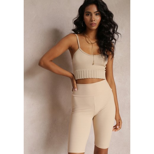 Ciemnobeżowe Kolarki Hysali ze sklepu renee.pl w kategorii Szorty - zdjęcie 179869224