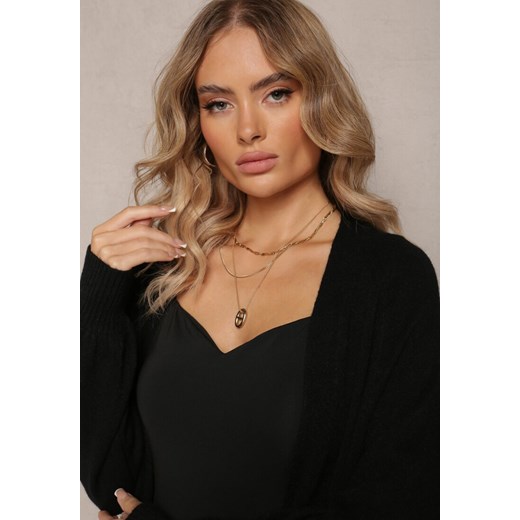 Czarny Długi Kardigan Niezapinany z Kieszeniami Richildi Renee ONE SIZE promocja renee.pl