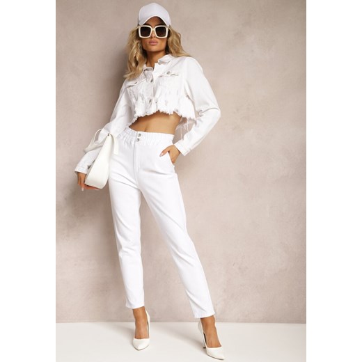 Białe Jeansy High Waist o Fasonie Mom Fit Petitlla ze sklepu renee.pl w kategorii Jeansy damskie - zdjęcie 179874733
