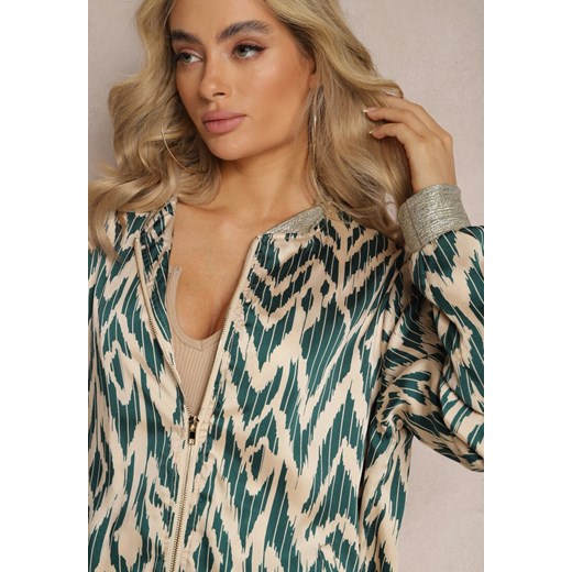 Ciemnozielona Połyskująca Bluza typu Bomberka Zasuwana Niatas Renee M okazyjna cena renee.pl