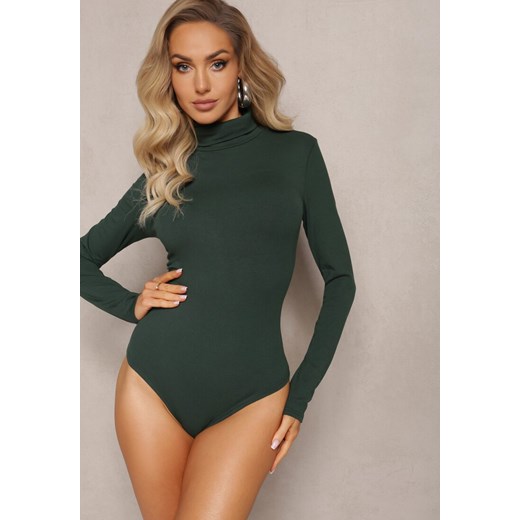 Ciemnozielone Bawełniane Body z Golfem Ohpia ze sklepu renee.pl w kategorii Bluzki damskie - zdjęcie 179876744