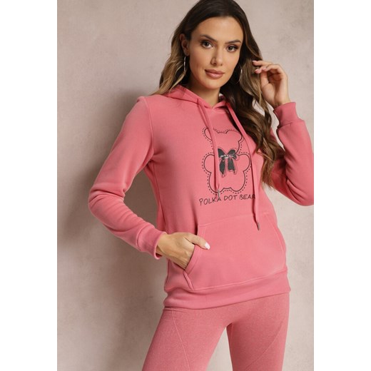 Różowa Bluza Kangurka ze Ściągaczami z Nadrukiem i Polarem Simunsa ze sklepu renee.pl w kategorii Bluzy damskie - zdjęcie 179878064