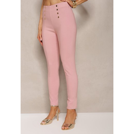 Różowe Spodnie Skinny z Ozdobnymi Napami Eclaria Renee M okazja renee.pl