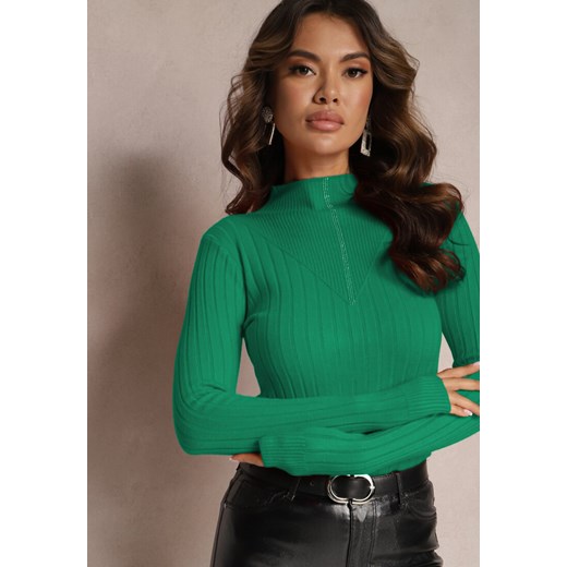 Renee sweter damski zielony z golfem 