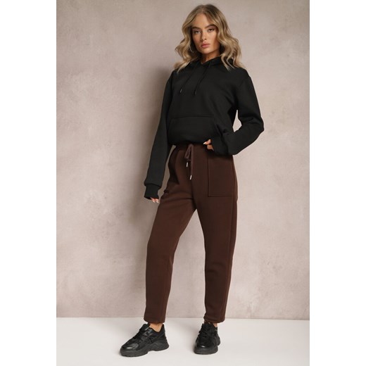 Brązowe Ocieplane Spodnie z Gumką w Pasie Prokana Renee L okazyjna cena renee.pl