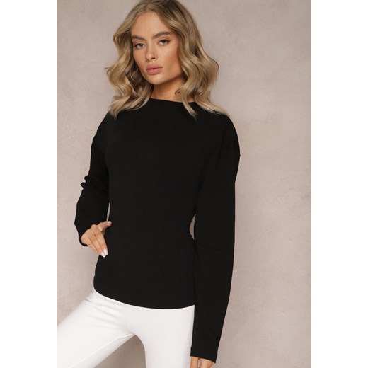 Czarna Bawełniana Bluza z Ozdobnym Wiązaniem Fanarita Renee ONE SIZE okazja renee.pl