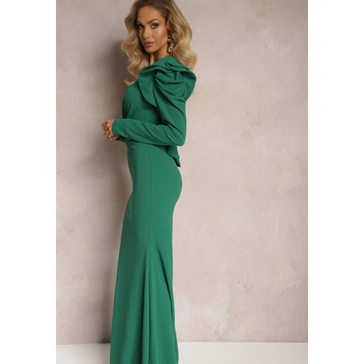 Zielona Sukienka Maxi z Falbankami i Wiązanym Paskiem Botarla Renee L wyprzedaż renee.pl